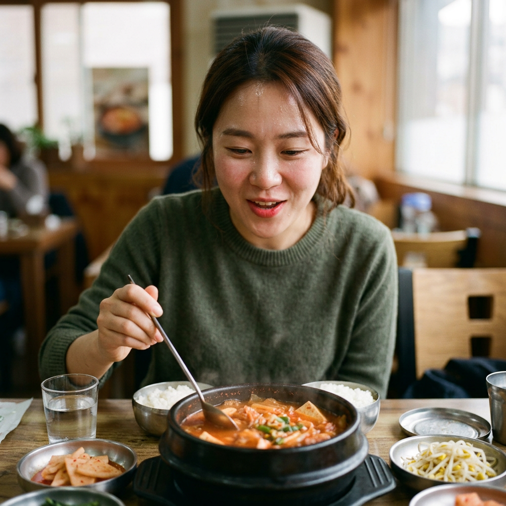 Kimchi stew is spicy