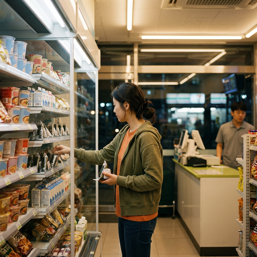 The convenience store is open at night
