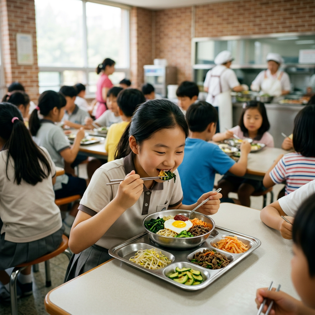 Lunch at the school cafeteria