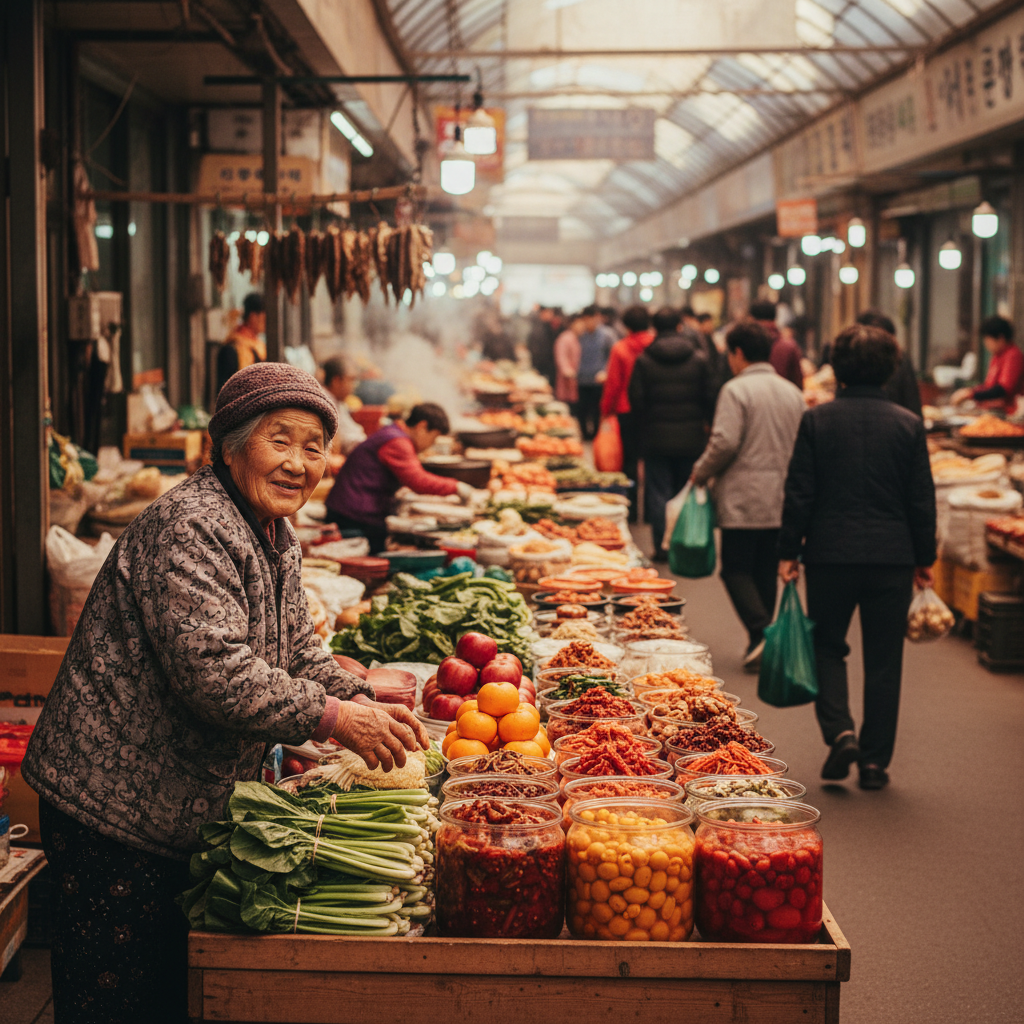 Exploring a traditional Korean market